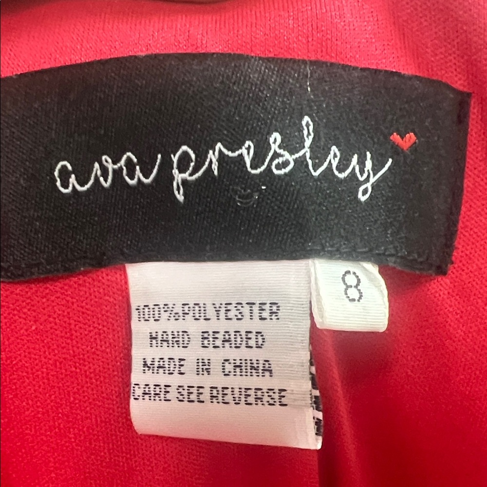 Ava Presley Elegant Red Off-Shoulder Dress - Picture 3 of 17